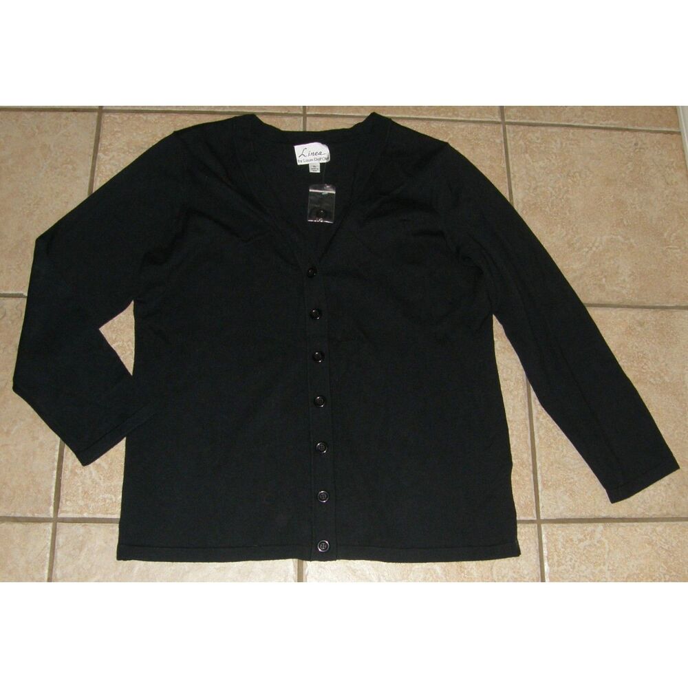 NEW NWOT Black Sz XL Business Casual Soft Stretchy Cardigan V-Neck Sweater LINEA